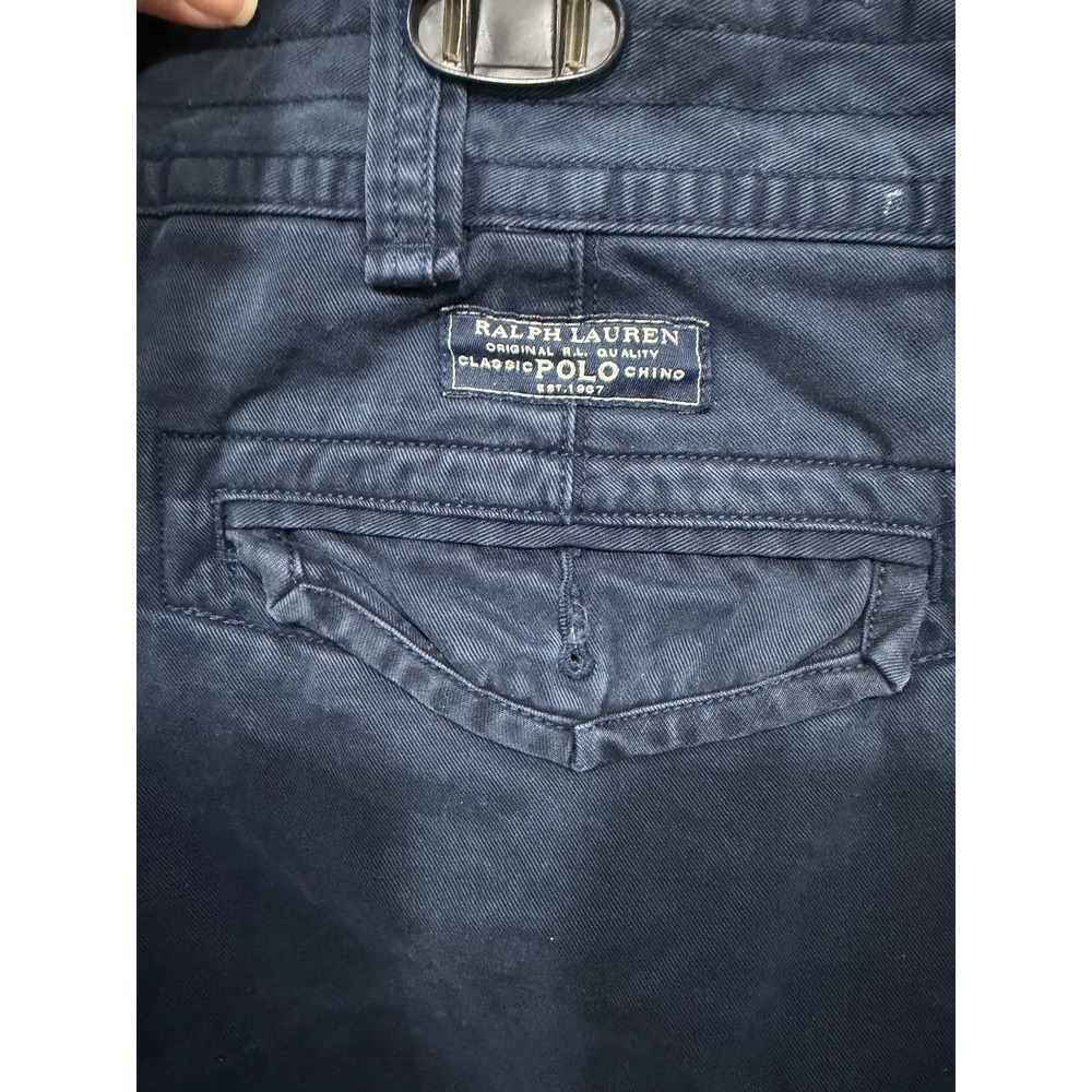 poli ralph lauren navy chino cargo shorts 40‎
